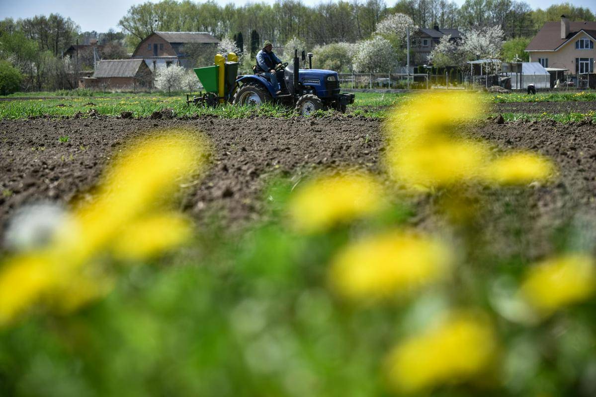 Ukrajinski traktorist obdeluje polje pri kraju Vinica v osrednjem delu države. Foto: Reuters