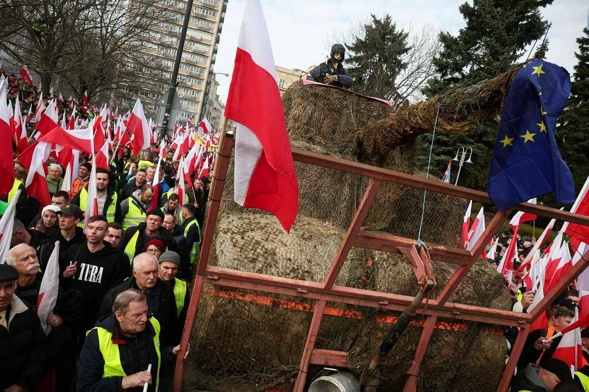 Protesti kmetov na Poljskem. Foto: Reuters